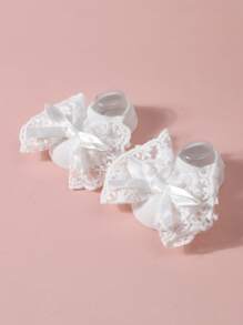 1 Conjunto Meias e Faixa de Cabeça para Bebês Recém-Nascidos, Faixa de Cabeça com Laço de Renda e 1 Par de Meias Antiderrapantes para Crianças Pequenas