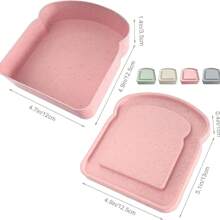 4/1 pieza Caja para sándwich, Caja Bento, Caja de almuerzo con tapa con forma de tostada y recipiente de almacenamiento de alimentos reutilizable, apto para microondas y lavavajillas. Caja para sándwich reutilizable con tapa, apta para uso familiar o adulto, utensilios de cocina