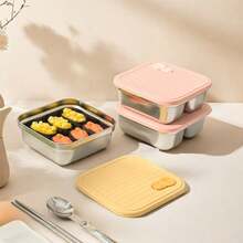 Caja de almuerzo portátil de acero inoxidable 304, caja bento hermética a prueba de fugas para ensalada de frutas, recipiente de almacenamiento de alimentos resistente al frío y al calor, caja conservadora de frescura, contenedores de almuerzo de gran capacidad, aptos para refrigerador y microondas, adecuados para uso estudiantil y adulto en la escuela, la oficina, campamentos al aire libre, picnics y viajes