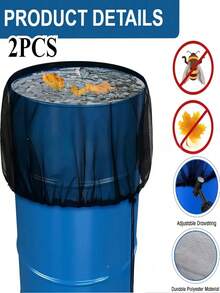 1/2 pezzi Coperture in rete di poliestere durevole con cordino - Schermi protettivi per giardino e patio all'aperto, materiale in rete traspirante, facile accesso ai serbatoi d'acqua, coperture per bidoni dell'acqua piovana decorativi | Coperture adatte per bidoni dell'acqua piovana, coperchi per serbatoi d'acqua - nero - Visualizzare 8