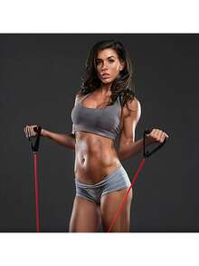 1pc Premium Rubber Resistance Band With Comfort Handles - Ideal For Home Workouts, Strength Training, Pilates & Toning | Durable Fitness Stretching Rope In Black, Green, Red, Blue, Strength Training Gear | Secure Attachment Features | Adjustable Resistance Bands, Resistance Bands For Working Out - 綠色 - 查看 6