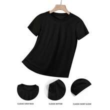 Girls' Cotton Crew Neck T-Shirt - Hello 1st Grade Rainbow Graphic, Loose Fit Breathable Soft Comfortable, White Black Options, Cute Back To School &Amp;Amp; Mother's Gift, Tshirts For Girls - Black - View 2