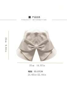 1 件女士时尚宽边帽，夏季日式渔夫帽，休闲蝴蝶结防晒帽 - 米色 - 查看 4