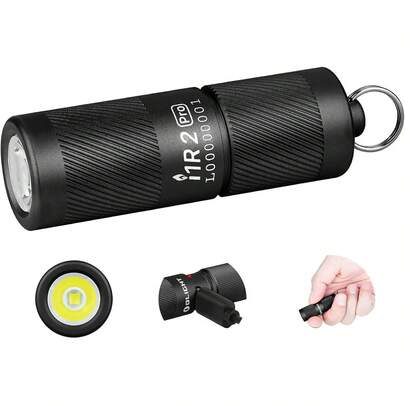 I1R 2 Pro Eos 180 Lumens EDC Rechargeable Keychain Flashlight, Powered By Built-In Rechargeable Battery With Type-C USB Cable, Slim Mini Handheld Light For Everyday Carry (Black)