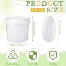 Leinuosen 8 Pcs Plastic Bucket With Handle And Lid Durable Heavy Duty Food  Bucket Pail Container For Multipurpose Storage Paint Art Crafts Projects,(1 Gallon,White)