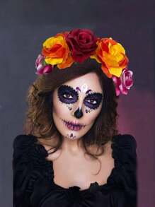 1pc/2pcs/4pcs Floral Print Halloween Butterfly Party Bohemian Polyester Colorful Flower Headband, Butterfly Hair Accessories, Party Headpiece, Day Of The Dead Headband, Suitable For All Seasons