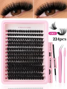 280/252 件独立睫毛簇 D 卷曲 10-18 毫米混合 DIY 睫毛簇自然外观、纤细、浓密、持久 DIY 睫毛延长套装，带粘合剂和密封剂和镊子，适合初学者在家使用或外出时用于日常生活、派对和音乐节