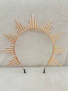 1PC Gold Metal Sun Crown Goddess Headpiece Queen Crown Bridal Headband Elegant,Hairband,Hair Hoop Headbands Hair Accessories Head Accessories - Gold - View 2