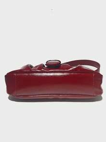 Fashionable Retro Wine Red Crescent Bag, Y2K Babe Shoulder Bag, Ruched Cloud Bag Design, Soft Leather Underarm Shoulder Bag, Street Style - Burgundy - View 7