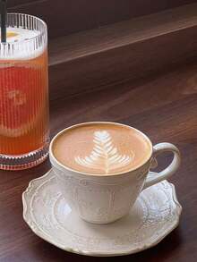 1 件浮雕木马陶瓷杯碟套装，豪华旋转木马咖啡杯，高端拿铁艺术，适用于餐厅、客厅、咖啡厅、聚会