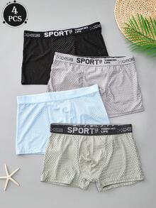 Męska, 4-częściowa, wygodna, sportowa, perforowana bielizna męska na płaskim obcasie, swobodna i oddychająca