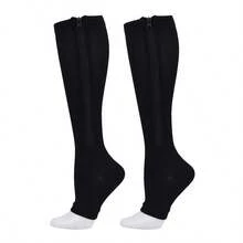 1Pair Of Zippered High Performance Compression Socks For Men And Women Knee High Sports Support Breathable Nylon Blend For Running Cycling Fitness Exercise - Multicolor - View 12