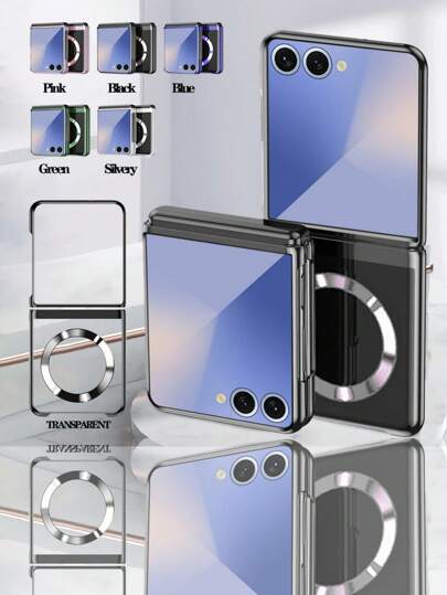 Hadaasi 1个多色磁吸电镀折叠框透明硬壳全包防震保护壳，兼容无线充电，翻盖可作支架使用，超薄奢华亮面镀金侧框，不泛黄，兼容三星Galaxy Z Flip7/Z Flip 6/Z Flip 5/Z Flip 4/Z Flip 3/Z Fold 7/Z Fold 6/Z Fold 5/Z Fold 4/Z Fold 3