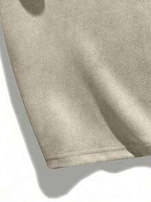 1pc Teenage Boys/Youth Casual Outdoor Fashionable Simple Suede Short Sleeve T-Shirt, Summer - Màu be - Xem 5