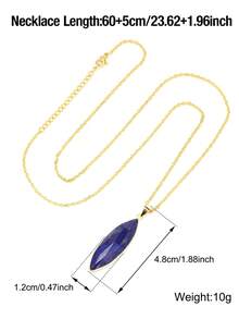1 chiếc vòng cổ đá tự nhiên cho phụ nữ hình mắt ngựa pha lê mặt hạt thủ công mặt dây chuyền bằng thép không gỉ dây chuyền trang sức quà tặng H709 - Vòng cổ - Xem 7