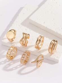 7pcs/Set Versatile Minimalist Geometric Snake Shaped Midi Rings, Fashionable For Women Party And Daily Wear