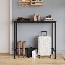 Narrow Console Table MDF Top Metal Frame Slim Small Entryway Table Thin Sofa Table Side Table Display Table For Hallway, Bedroom, Living Room, Foyer - Black - View 2