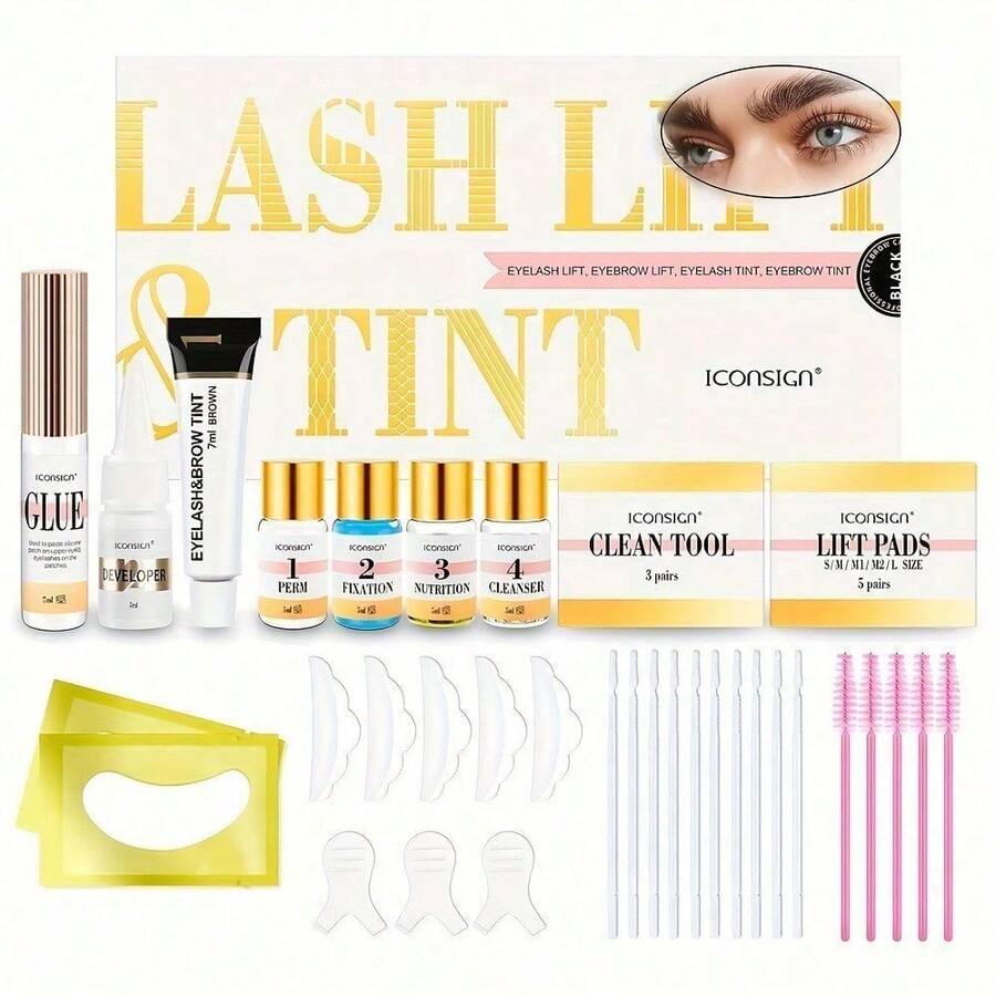 4-In-1 Eyelash And Brow Lift Kit, Black Eyelash And Brow Kit And Eyelash Perm Kit, Quick Lift Perm And Massive Tint,Eyelash Perm Kit With All Tools,For Home Salon - Nhiều màu - Xem 1