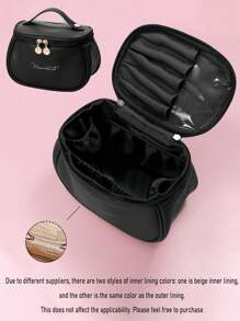 1PC Multi-Functional Travel Makeup Bag Waterproof Make Up Pouch Large-Capacity Cosmetic Storage Bag Portable Beach Bag Double-Layer PU Leather Cosmetic Bag Gift Bags Bathroom Toiletry Bag Ladies Travel Cosmetic Organizer Double-Layer PU Leather Material, Large-Capacity, Multi-Functional,