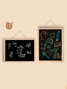 Madebyblanc 1 块木制小黑板，时尚双面悬挂留言板，DIY 手写广告菜单展示，橡木框架软木板，办公室和家居装饰，家庭和学校的留言板或愿景板 - 黑色 - 查看 6