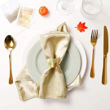 16pcs Gold Napkin Rings And 8pcs Satin Napkins Set, Smooth Fabric Napkins And Napkin Holders For Party, Personalized Napkins For Bridal Wedding, Banquet, Christmas (Red, 17" X 17") - Multicolor - View 12