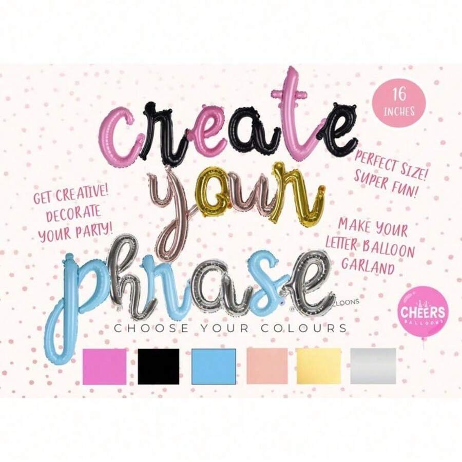 16" Script Letter Balloons - Create Your Balloon Banner - Rose Gold, Gold, Silver, Pink, Black,Baby Blue - Letter Balloons - Party DecorDefault Golden Balloon - Gold - View 1