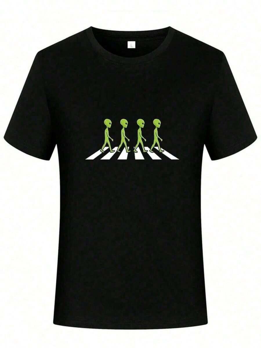 Camiseta Unissex 100% Algodão Alien Beatles Streetwear Lançamento - Preto - Visão 1