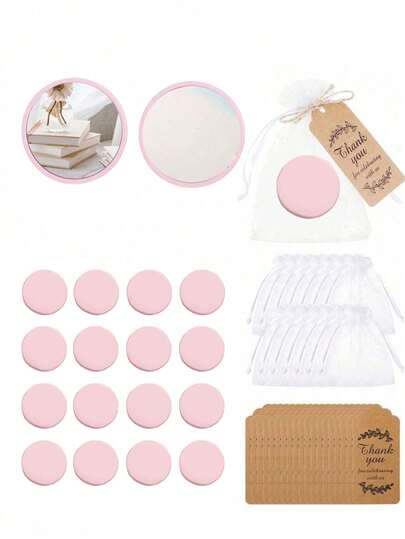 6/12/18件套，新娘回礼，心形设计镜子，塑料粉盒镜，新娘感谢卡（含薄纱袋），婚礼派对回礼，伴娘礼物，宾客礼物，新娘送礼会用品