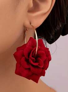1 Par de Brincos Vintage Elegantes com Flor de Rosa Vermelha Vívida, Adequado para Uso Diário, Atividades ao Ar Livre, Festas e Presentes