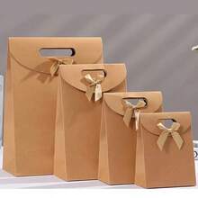 5pcs Style Portal Kraft Paper Bag Without Window For Christmas, Thanksgiving, Valentine's Day, Spring Festival, Birthday, Wedding, Self-Supporting Gift Boxes Hand-Held Flip Cover Gift Bag, Party Tote Bag - Multicolor - View 1