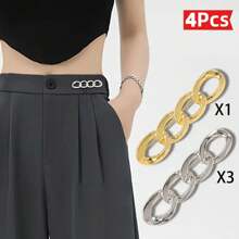 1/2/3/4/6件可拆卸合金链腰带胸针，女士腰部塑形器 - 彩色 - 查看 29