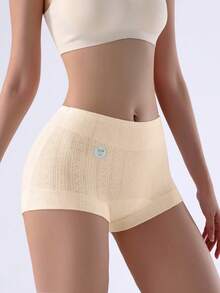 3pcs/Pack Seamless Skin-Friendly Comfy Cotton High Waist Lifting Women's Panties, Simple Solid Color & Striped Design, Extended Crotch, Briefs - Multicolor - View 7