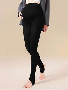 1 pièce Collants de maternité à rayures verticales noires, et affinants, essentiels pour la grossesse, convenant pour le port intérieur et extérieur, printemps/automne - Multicolore - Voir 8