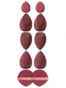 5/10/20/30/40/50件套化妆工具套装，包含：30个液体彩妆海绵+10个气垫粉扑+10个面部彩妆气垫粉扑。采用超柔软天鹅绒材质，专为修饰眼部和眼角而设计。多色化妆海绵，粉底混合美妆海绵，不含乳胶，干湿两用，适用于各种妆容。化妆品，价格实惠，梳妆台，卧室，化妆配件，粉扑，美妆蛋，粉扑，化妆海绵，价格实惠，圣诞礼物，赠品，便宜货 - 酒紅色 - 查看 17