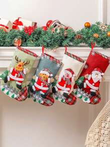 4pcs/Set Large Burlap Christmas Stockings, Christmas Gift Bags, Christmas Tree Hanging Decorations, Candy Bags Home Decor Christmas Decorations Room Decor Winter