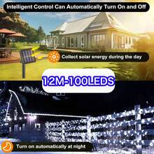 1pc Solar Powered String Lights 20/50/100/200LED, Twinkle 8 Lighting Modes, 22M/12M/7M/5M Outdoor Waterproof Fairy Lights String ,Solar Garlands Courtyard Wedding Christmas Garden Lights,Suitable For Camping, Parties, Halloween Day, Christmas, Holiday ,Weddings, Dances, Birthday ,Yard Stairs, Trees, Houses, Balconies Decoration Halloween Decor Christmas Decoration Thanksgiving Wedding Home Decor Home Decor Fall Decor Autumn Decor Birthday Decorations For Gifts Party Supplies Indoor Outdoor Garden Holiday Festival Decor Wall Decor Halloween Ornaments Christmas Decoration XMAS Decor Christmas Tree Gift Decor Thanksgiving Wedding Home Decor Home Decor Fall Decor Autumn Decor Birthday Decorations For Gifts Party Supplies Indoor Outdoor Garden Holiday Festival Decor Halloween Decor Wall Decor Halloween Ornaments