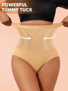 MEIYATING Sous-vêtements amincissants et galbants à taille haute sans couture pour grande taille, culotte triangle douce pour femmes