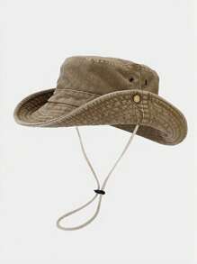 1 件纯色宽边渔夫帽，休闲运动太阳帽，可调节，户外运动礼物（帽顶随机缝制）