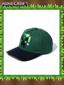 1pc Minecraft Officially Licensed Creeper Fashionable Canvas Hat Baseball Cap Peaked Cap Daily Commuting Working Travelling Adjustable Outdoor Sun Hat For Family Friends Funny Birthday Party Gift