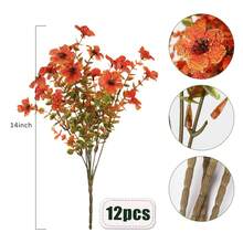 Outdoor Artificial Fall Flower, Uv Resistant Fake Plants, Faux Plastic Floral Orange Shrubs Hanging Flower Plant For Home Kitchen Balcony Garden Window Sill Fall Decoration