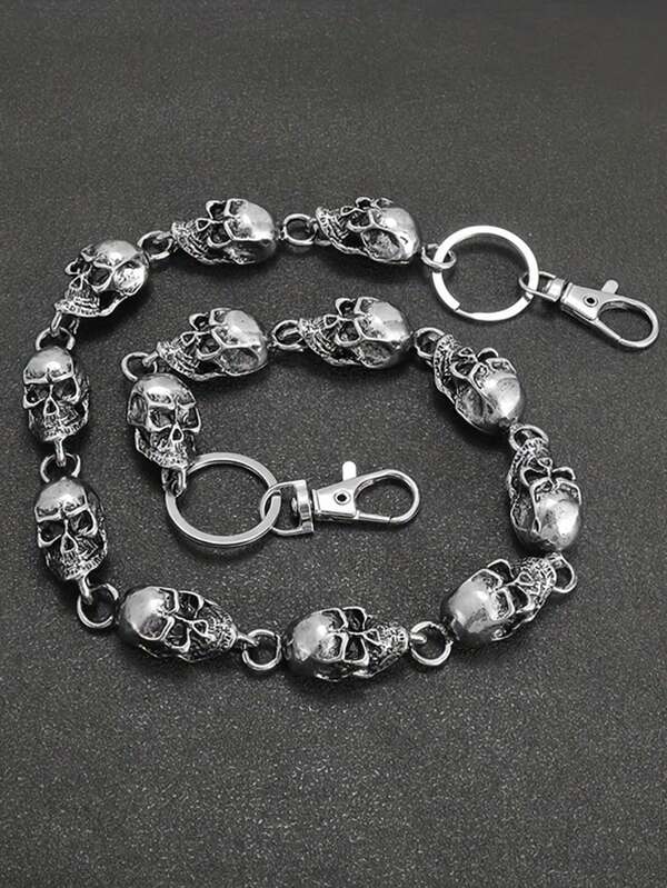 1pc Vintage Gothic Halloween Metal Skeleton Jeans Chain, Fashion Punk Chain Belt Unisex