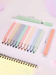 3 Stück sortierte Farben ästhetische quadratische Textmarker, Doppelspitzen Markerstifte, wasserbasiert, schnelltrocknend für Schule, Büro, Tagebuch Zubehör