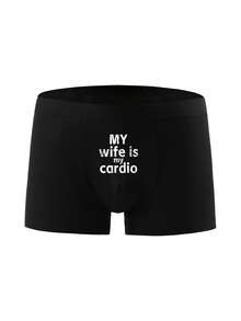 5 Pieces Random Of Men's Underwear , Breathable Boxer Briefs With "I Love You, My Wife" Letter Print, , The Best Gift For Your Boyfriend Or Yourself, Comfortable And Fit,Valentine's Day Gift,Wedding,Halloween,Christmas