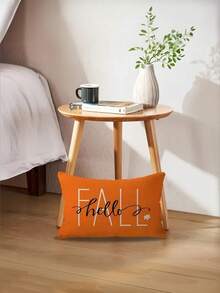 2 Fundas de almohada de lino naranja de estilo festivo - Hola Calabaza y Hola Otoño - Sin núcleo de almohada - Impresión de un solo lado - Estilo contemporáneo - Lavable a máquina - Cierre con cremallera - Adecuado para sofá, sofá, decoración de otoño, decoración de otoño, decoración de habitación - Naranja - Ver 4