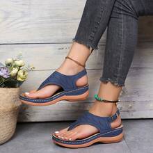 2025 Roman Style Summer Sandals For Women; One Buckle Sandal; Flat Sandals - Black - View 5