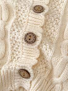 Autumn New Baby Sweater, 0-3 Years Old Girls Aran Knit Cardigan, Knitted Versatile Long Sleeve Jacket