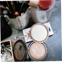 1 pezzo Specchio da trucco vintage portatile con impugnatura ergonomica, specchio decorativo compatto per donne, per viaggi, casa, vanity e applicazione del trucco