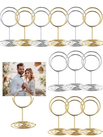 10/20/30 件装金属丝照片夹菜单备忘录夹圆形桌面照片架座位卡夹适用于婚礼派对装饰用品