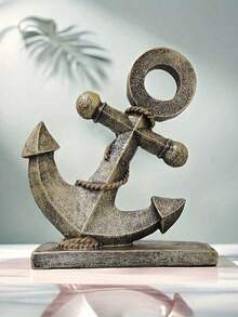 1 pièce Statue de résine d'ancre haute, décoration nautique, ornement de statue d'ancre, convient pour la maison, le jardin, le bar, la décoration de table d'intérieur et d'extérieur, ancre antique, style unique, cadeaux de Noël, rentrée scolaire, Halloween et anniversaire