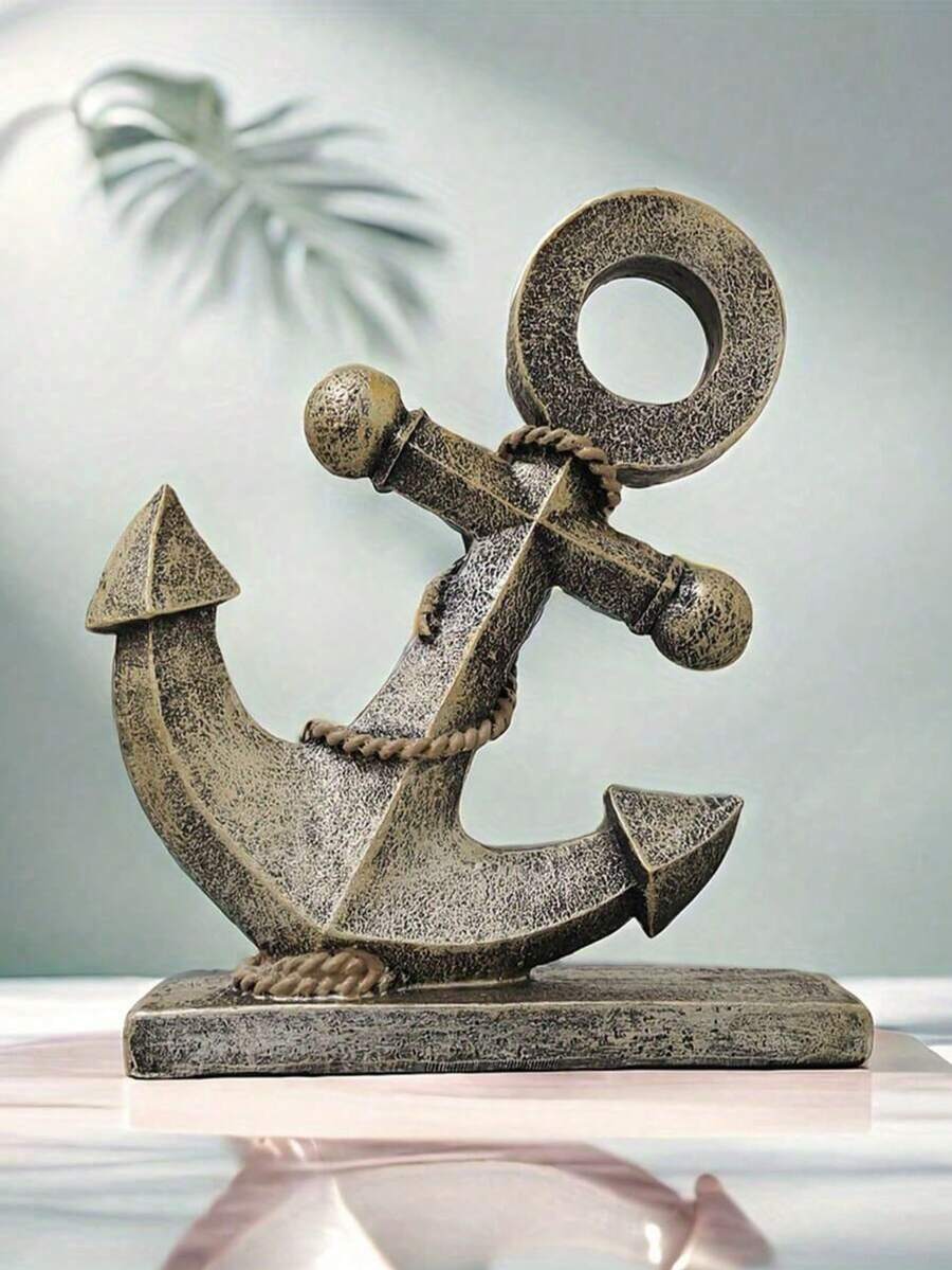 1 pièce Statue de résine d'ancre haute, décoration nautique, ornement de statue d'ancre, convient pour la maison, le jardin, le bar, la décoration de table d'intérieur et d'extérieur, ancre antique, style unique, cadeaux de Noël, rentrée scolaire, Halloween et anniversaire